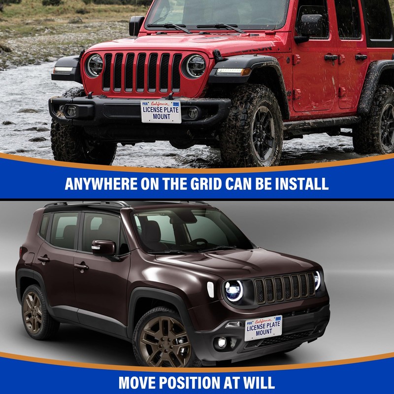 No Drill Front License Frame Compatible with Jeep Renegade 2015-2023