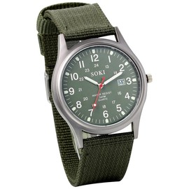 OIDEA Men's Tactical Military Watches: 24 Hour Time Analog Quartz Wrist Watches for Men Easy Reader Waterproof Luminous Date Sport Casual Field Watch Army Watch Nylon Strap - Color: Nylon Strap-Green a