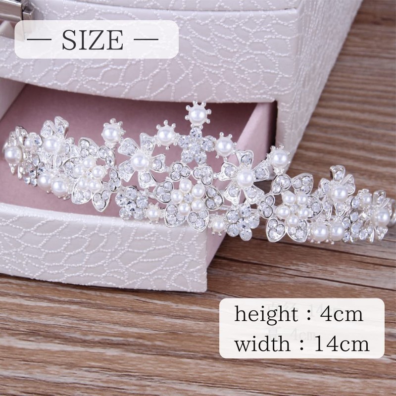 Uccellino Pearl Tiara, Set of 3, Hairpin Included, Ready to