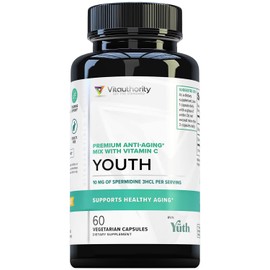 Vitauthority Suplemento de Espermidina Pura de Absorción Mejorada - Suplemento Antienvejecimiento de Espermidina 3HCL Estandarizada al 99% para la Longevidad de Mujeres y Hombres, El Telómero Cerebra