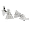 silver badminton feather shuttle cufflinks cufflinks n02709, Brass, No Gemstone
