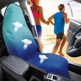 Car Seat Cover Towel, for Gym, Workout, Running, Swimming, Beach and Hiking, Universal Fit Non-Slip Waterproof Sweat Towel Bucket Seat Covers for Drivers Cars SUV Trucks (Green and Blue)