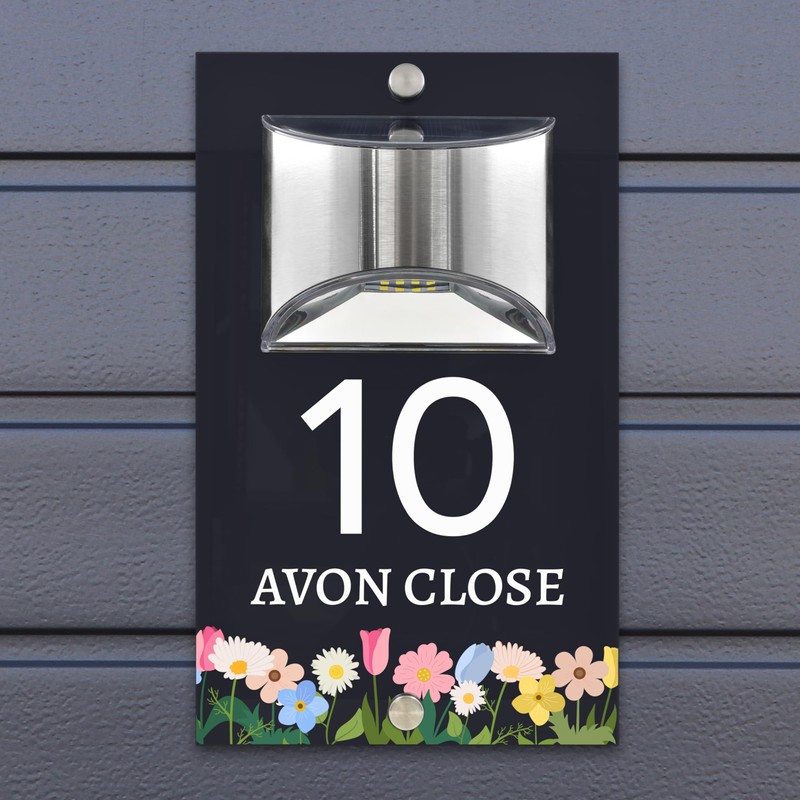 Custom Signs Solar Illuminated Modern Anthracite House Number Sign 24cm