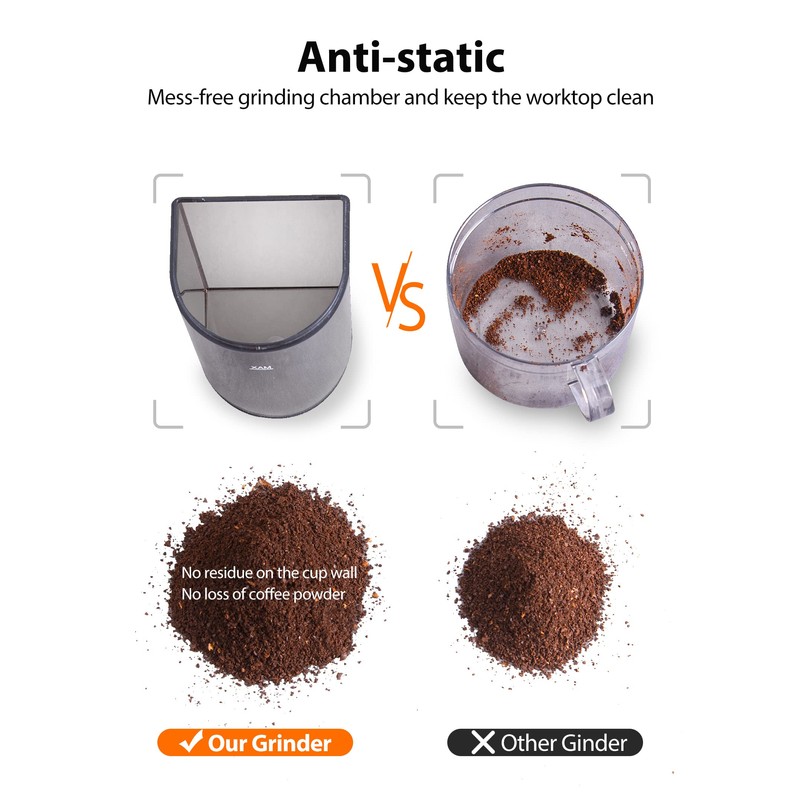 Aromaster Coffee Bean Grinder with 48 Gind Settings, Conical Burr