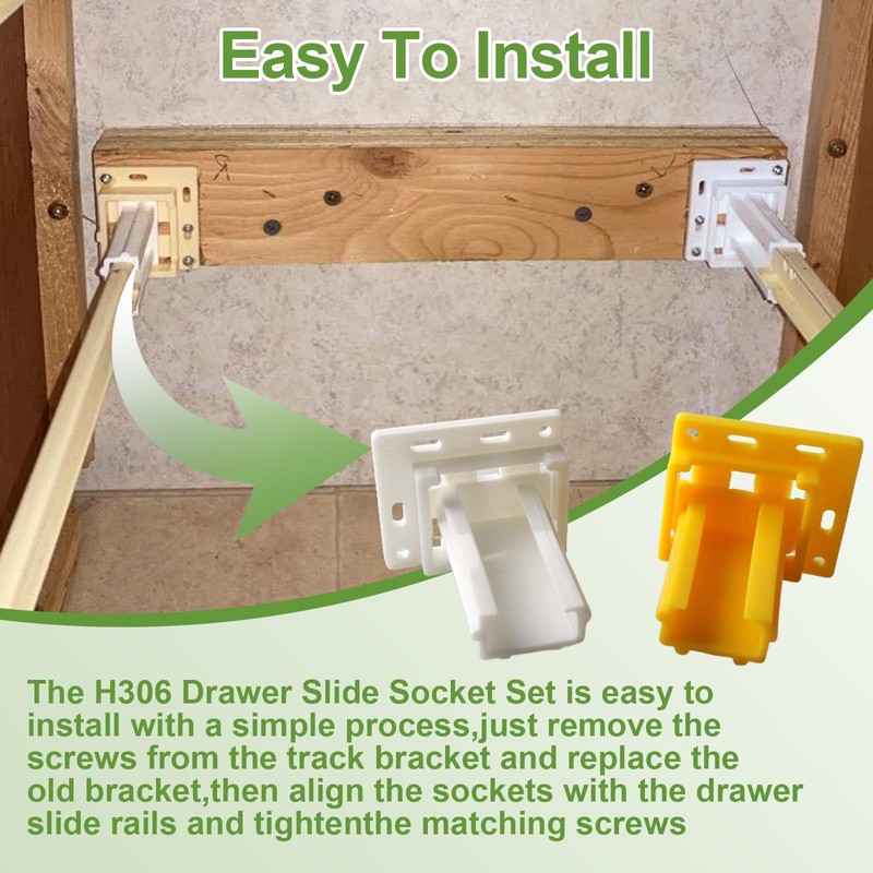 H306 Drawer Slide Socket Set,3/4" C Shaped Slide Channel Replacement