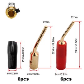VISSQH Pack of 12 2 mm Gold-Plated Banana Plug Screw Type, Speaker Cable Connectors, for Audio Amplifier, Cable Connector, Adapter