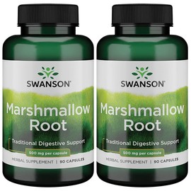 Swanson Marshmallow Root Healthy Supports Respiratory Function Digestive Support 500 Milligrams 90 Capsules (2 Pack)