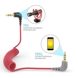 Cable de Conexión en Espiral de ángulo Recto Macho a Macho de 3,5 Mm para Rode SC7, Compatible cony Teléfonos Inteligentes, Calidad de Sonido sin Pérdidas