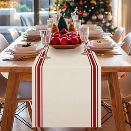Tian Zhun Christmas Table Runner Simple Stripe Merry Christmas Table Runners Xmas Winter Home Kitchen Party Dining Table Decorations 40x180 cm