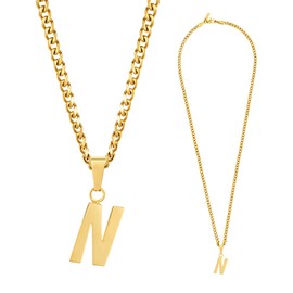 18K Gold Alphabet Initial Necklace for Women & Men 3mm Thick & 22-Inch-Long Cuban Gold Chain Necklace with Alphabet Pendant Sturdy & Hypoallergenic Jewellery for Women, Men, Teenage Girls and Boys
