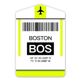 Squiddy Boston Airport Code BOS Luggage Tag Style - Vinyl Sticker Decal for Phone, Laptop, Water Bottle (3" high)