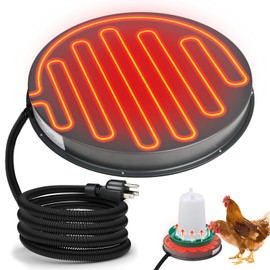Chicken Water Heater for Winter - 15.35" Poultry Waterer Heated Base, 125W Drinker Heater Base with Thermostat to Prevent Water Freezing in Metal or Plastic Drinkers