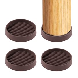 Swpeet 4Pcs 2" x 2" Round Brown Rubber Anti Skid Caster Cups Non Slip Furniture Pads Kit, Anti-Slip Gripper, Anti Skid Furniture Feet Anti Slide Floor Stoppers for Bed Couch Table Chair Stoppers