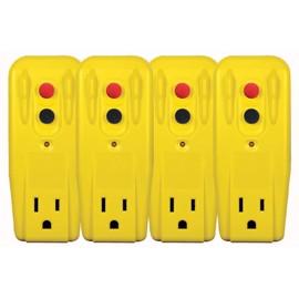 Tower Manufacturing 30439005 Auto-Reset 15 AMP Grounded 3-Prong GFCI Single Outlet Adapter, Yellow (Fоur Расk)