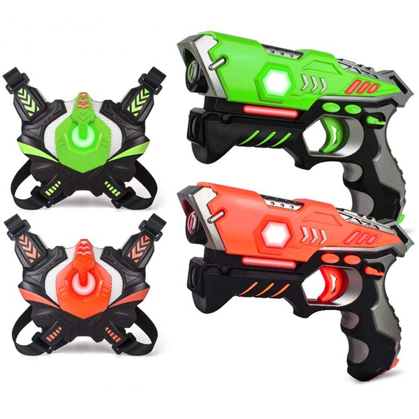 Kidpal Laser Tag for Boys Age 8-12, Lazer Tag Game Toy Set with Gun and Vest Infrared Battle Mega Pack Set of 2 Indoor and Outdoor, Group Activity Fun for Kids Age 5 6 7 8 9 10 11 12+ Years Boys Girls