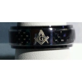 Freemason Ring with Carbon Fiber Inlay (size 10)