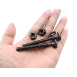 LBY 8 Sets Carriage Bolts Screws Assortment Kit, 5/16-18 x 3'' Round Head Square Neck Bolts (with Hex Nuts and Flat Washers), 45# Steel (Black)