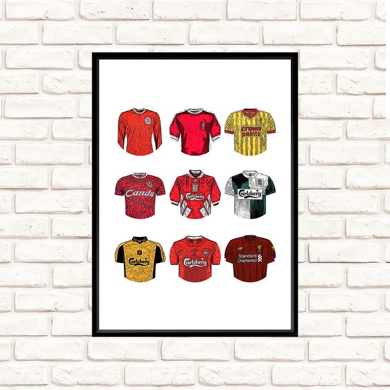 Liverpool FC Print - Classic Football Kits (A4 Print)