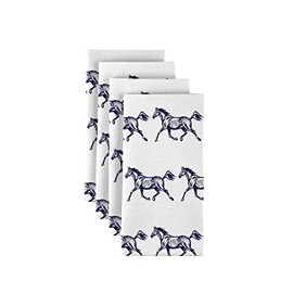 Fabric Textile Products | Galloping Horses Cloth Napkins | Western 18" x 18" Dinner Napkins | Set of 12 | Stain-Resistant for Easy Care | Made in The USA