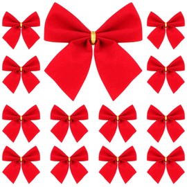 Christmas Tree Bowknot 12pcs Red Velvet Bowknot Xmas Sweet Bows Mini Red Bow Wreath Decor Christmas Tree Bowknot Hanging Ornaments