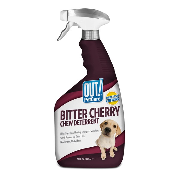 OUT! PetCare Bitter Cherry Chew Deterrent | Deterrent for Puppy Training to Discourage Licking and Chewing | 32 oz