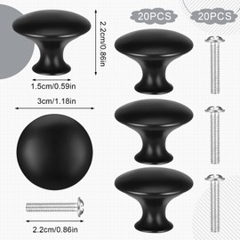 saerryor 20 Pcs Drawer Knobs Cabinet Knobs Black Door Knobs Small Cupboard Knobs Black Handles for Cupboards Drawer Wardrobe Cupboard Door Kitchen Furniture