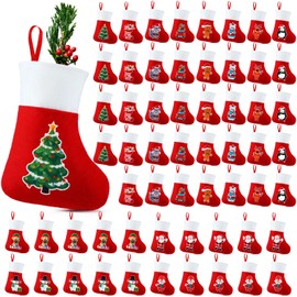 60 Pcs Mini Christmas Stockings Bulk Christmas Fireplace Hanging Felt Stockings Xmas Knife Spoon Fork Holders for Holiday (Lovely)