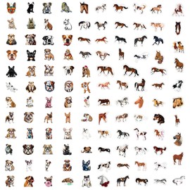 UOCAI Pack of 115 Stickers, 60 Pieces Horse Stickers Set, 55 Pieces Puppy Stickers, Horse Stickers for Children, Horse Stickers, Horses Graffiti, Children's Stickers, Puppy Stickers for Teenagers,