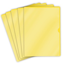 Doctor Stuff - 25 Pack L-Type Vinyl Plastic File Folders Letter Size, Yellow Pocket Project Folders Clear Front, Documents Holder for Home, High School, Office and Medical Files