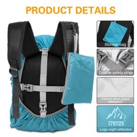 Crenze Rain Cover for Backpacks, 15-90L Waterproof Rain Cover, Backpack Cover for Hiking, Camping, Cycling, Travel and School Bags