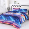 MAG 3Pcs Pink Microfiber Rainbow Comforter Full Size Set,Galaxy Girls