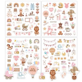 4 Sheets Baby Photo Album Stickers, Stickers for Photo Album, Baby Sticker, Baby Shower Sticker, Photo Album Baby, Suitable for DIY Scrapbooking, DIY Handmade Album Diary