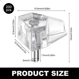 HERKINDNESS Shelf Support 5 mm, Pack of 200 Shelf Holders, Transparent Shelf Holder, Reinforced Axle Pin Cabinet Floor Holder, for Cupboards, Wardrobes, Bookshelves