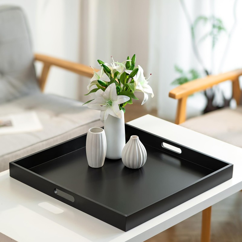 Hanobe Ottoman Tray for Living Room: Modern Extra Large Black