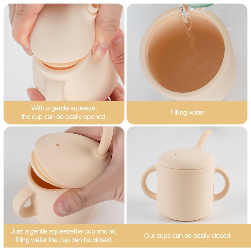 Silicone Baby Cup with Straw, Straw Cup for 6 months+