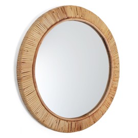 Rutledge & King Wall Mirror Rattan Mirror - Mirror Wall Decor - Wall Mirrors Decorative - Rattan Decor Boho Mirror - Circle Mirrors for Wall - Entryway Mirror (2, Seaside - Medium)