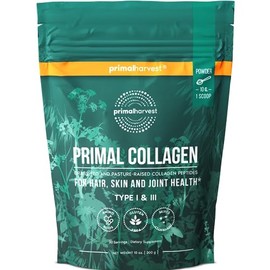 Primal Harvest Collagen Powder for Women or Men Primal Collagen Peptides Powder Type I & III, 10 Oz Collagen Protein Powder for Hair, Skin, Nails (Sin