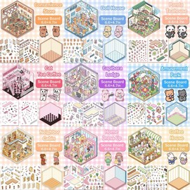 10 Hojas Kit de Escenas con Pegatinas 3D DIY - 10 Sets de Pegatinas de Niñas,Calcomanías 3D,DIY de Escenas Miniaturas con Pinzas para Adultos y Niños, Manualidades para Aliviar el Estrés