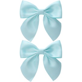 Zolyco 3.5 Inch Cheer Bow Clips for Women Girls Thick Ribbon Boutique Alligator Clips with Tails Hair Accessories for Older Kids Children Young Girls 2 Pcs (Light Green)