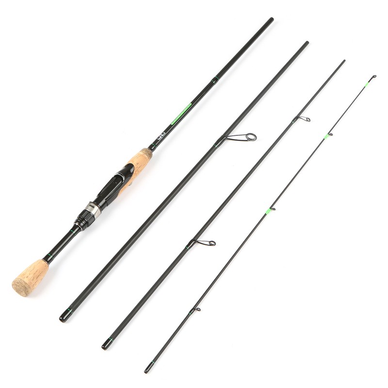 Portable Travel Spinning Fishing Rod Lightweight Carbon Fiber 4 Pieces