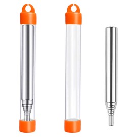 Loobas 2 PCS Fire Blower Pipe，Stainless Steel Collapsible Blow Tube Bellow Campfire Tools Pocket Bellows Bellowing Blowing Air into a Tubes for Hiking Camping Cooking Picnic,Orange