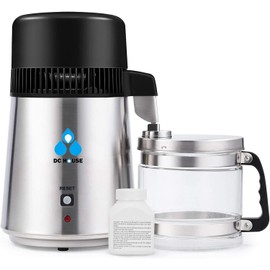 DC House Distilled Water Machine 1 Gallon, Stainless Steel Water Distiller for Home Countertop 110V 750W Purifier for Humidifier Office CPAP with Smart Switch, Glass Pot