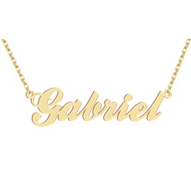 18k Gold Plated Gabriel Name Pendant Necklace Nameplate Necklaces Womens Stainless Steel Graduation Mother Jewelry