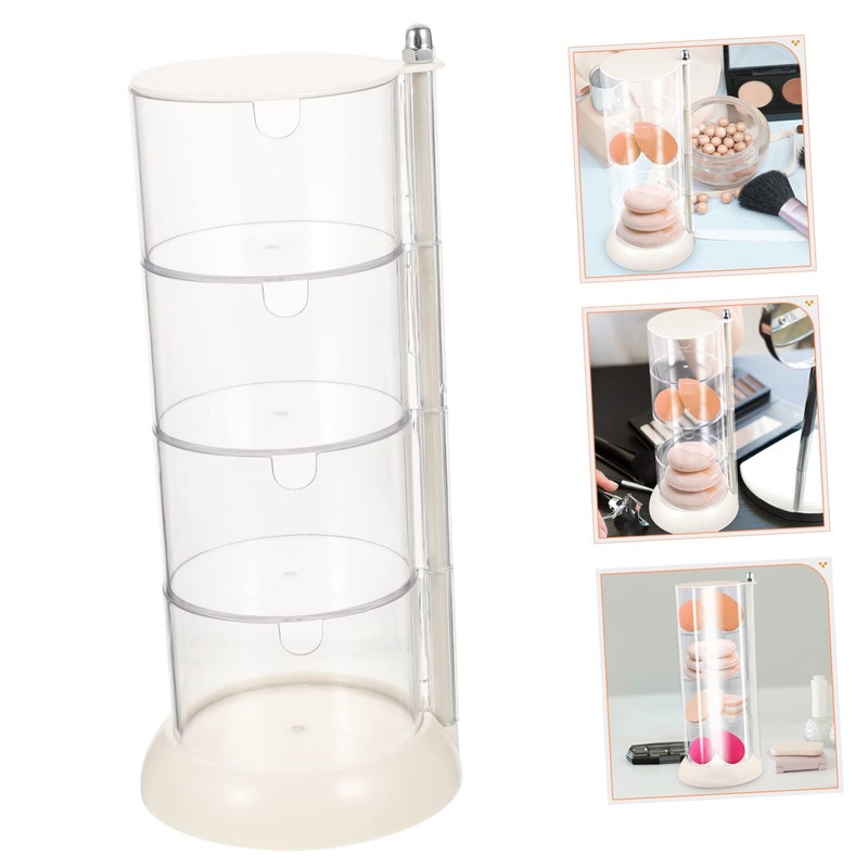 LABRIMP Cotton Swab Holder Rotatable Design Multi Makeup Organizer for