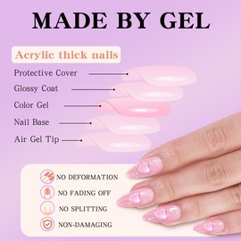 24pcs Almond Shaped Pink Nails with 3D Water Ripple Design - Press On, Stick On Fake Nails for Women