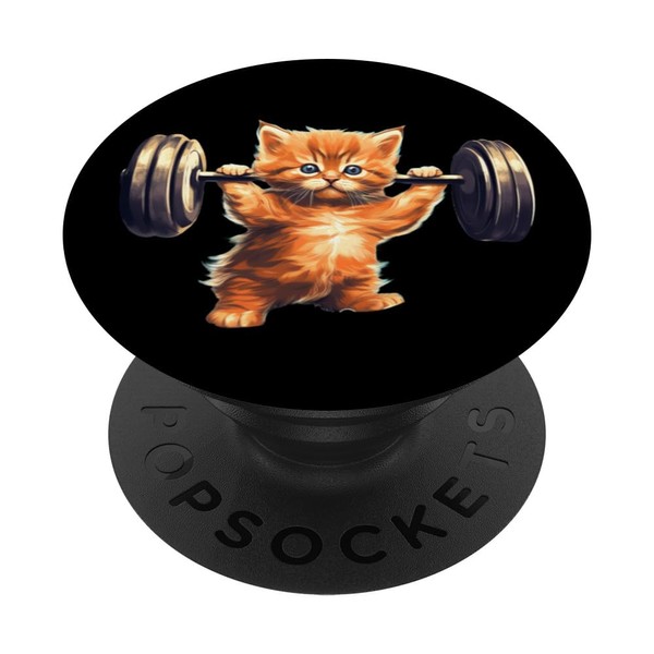 Cat Kitten Powerlifting Weightlifting Gym Workout PopSockets mit austauschbarem PopGrip