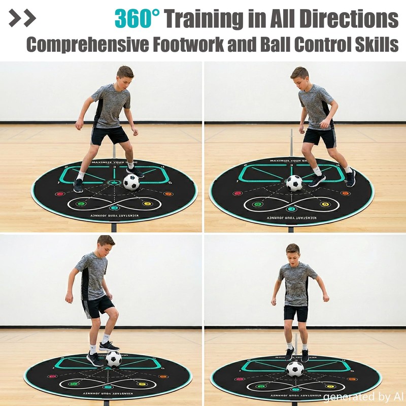MUKESKY Soccer Training Mat for Footwork & Agility, 360° Circular
