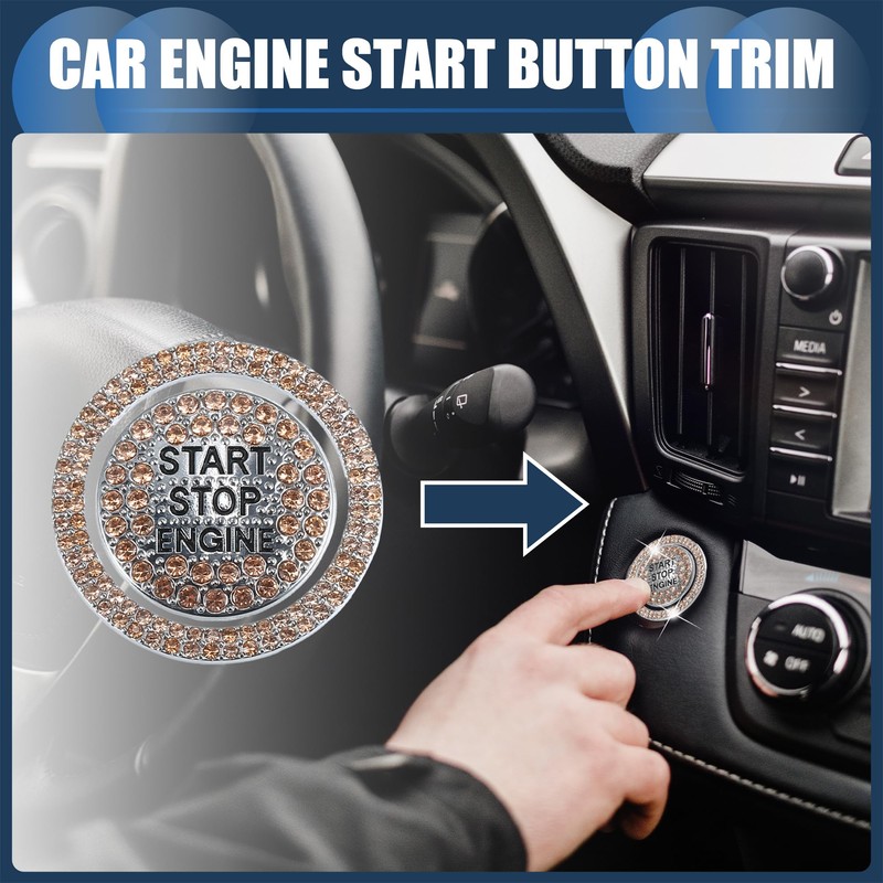 INFINAUTO Universal Bling Car Engine Start Stop Button Cover Car