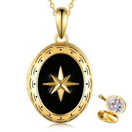 Yorionke Photo Locket Pendant Necklace 925 Sterling Silver Star locket necklace Jewelry Gift Women Birthday Gift