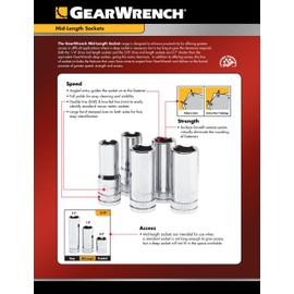 GEARWRENCH 3/8" Drive 6 Pt. Mid-Length Socket, 10mm - 80392S